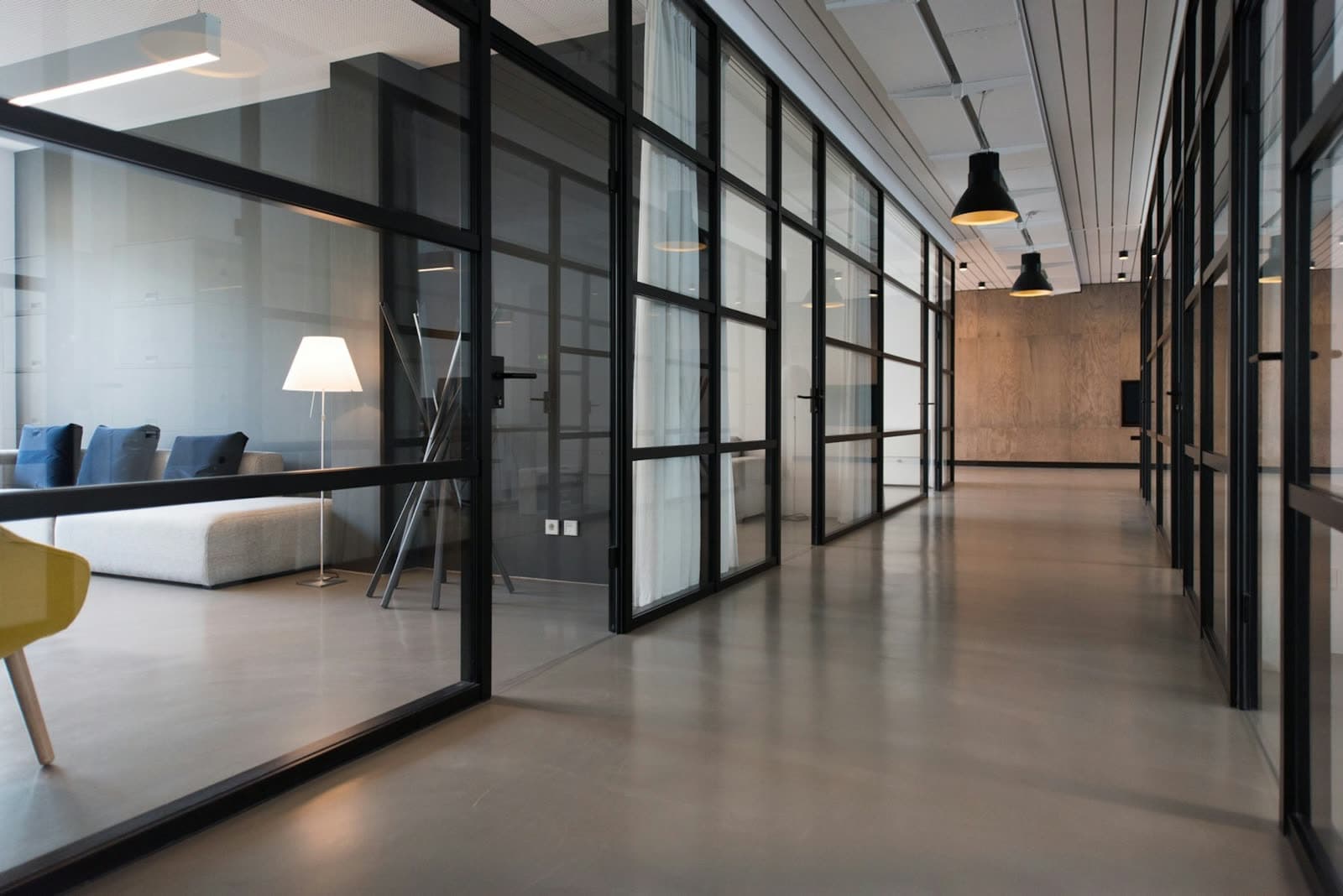A clear desk by a window